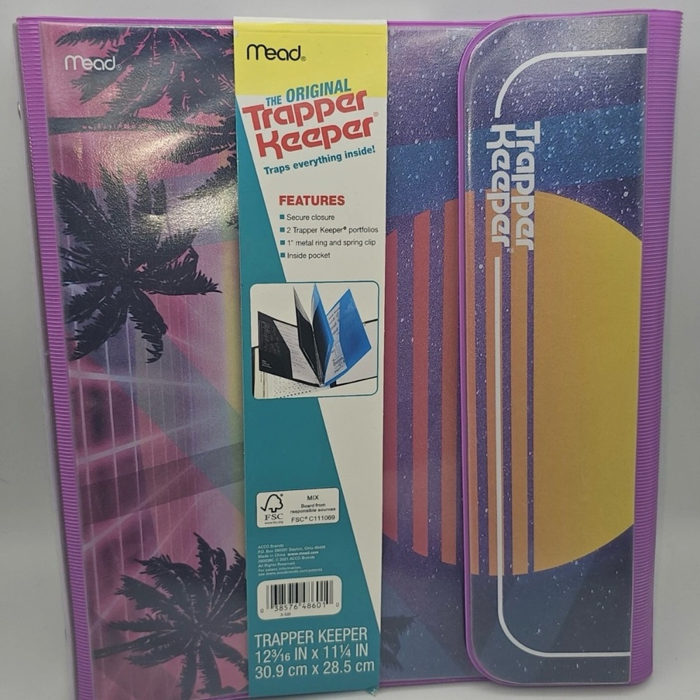 Retro Mead Trapper Keeper Binder Sunset 1" Pink Sunset W Pocket Folders 2021